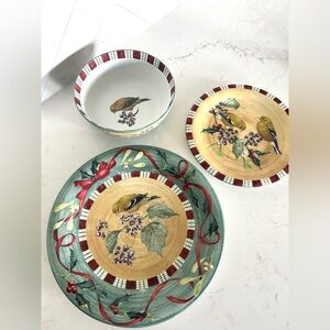 Lenox Winter Greetings Everyday Stoneware 3 Piece - bowl, small and dinner plate